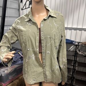 Women's Embroidered Blouse - Green